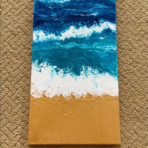 Acrylic pour beach painting